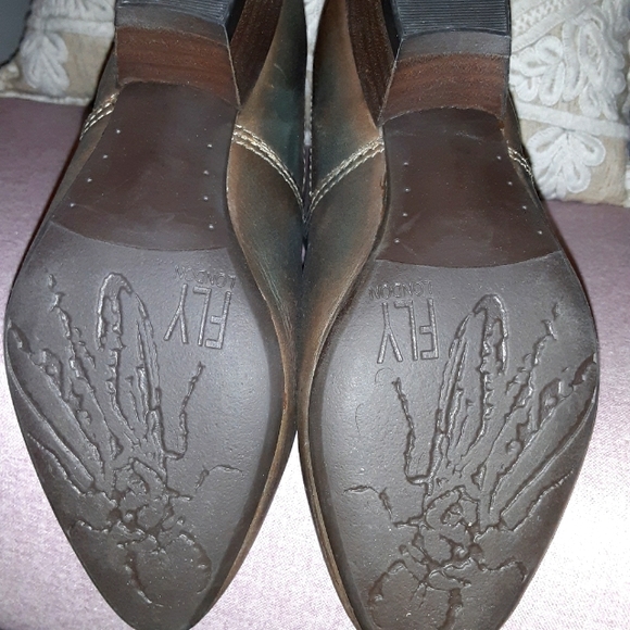 Fly London Metallic Olive Green Chelsea Booties - Picture 3 of 3